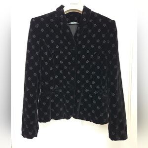 Vintage Laura Ashley Silk Viscose Black Velvet Embroidered Blazer 8.